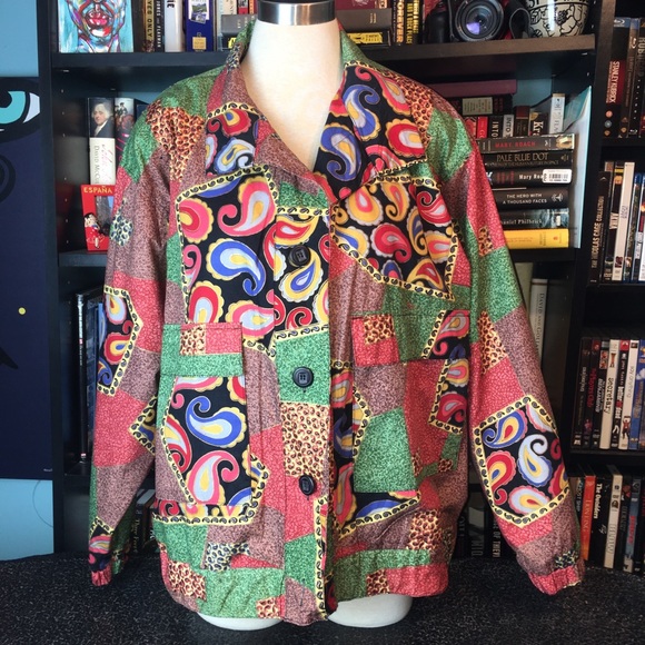 GDT Too Vintage Button Up Retro Print Jacket - Picture 1 of 5